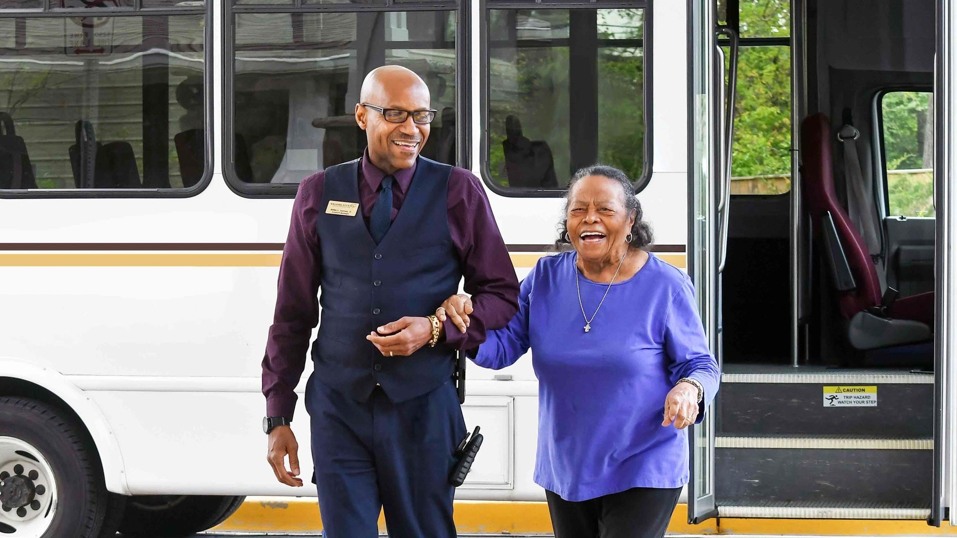 Wilshire Estates residents on bus