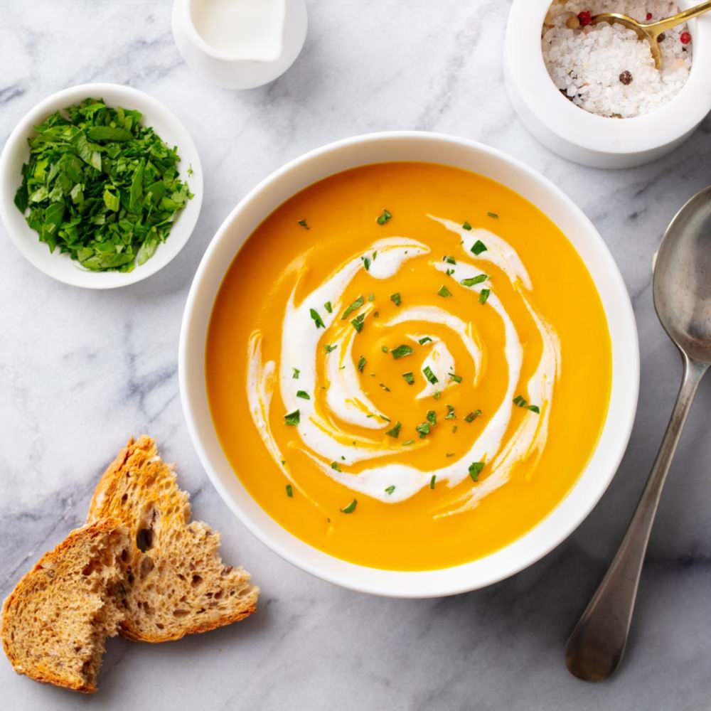 Wilshire Estates butternut squash soup and bread