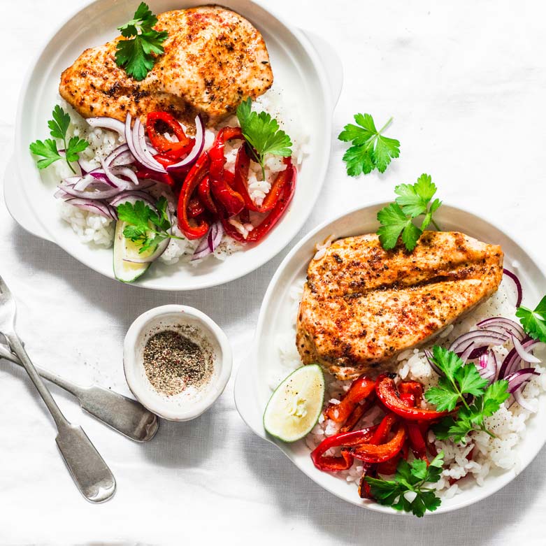 Silver Spring chicken veggies rice meal